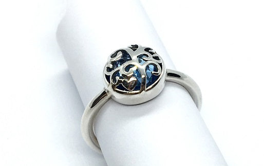 Sterling Silver Overlace Design Ring - Blue - Alex Aurum