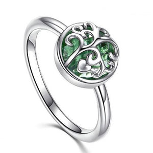 Sterling Silver Overlace Design Ring - Green - Alex Aurum