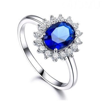 Sterling Silver Created Sapphire Ring - Alex Aurum