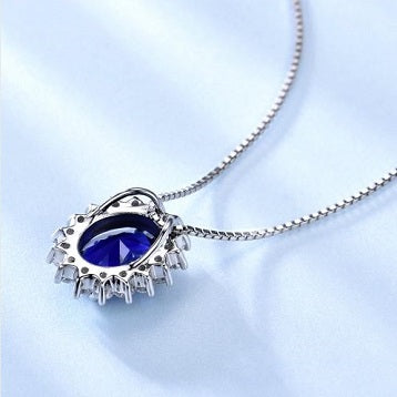Sterling Silver Created Sapphire Pendant - Alex Aurum