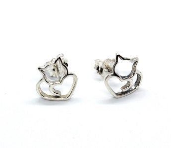 Sterling Silver Cat Earrings - Alex Aurum