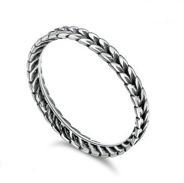 Sterling Silver Wheat Stacking Ring - Alex Aurum