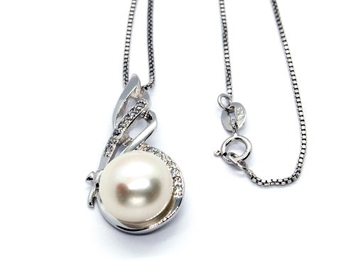 Sterling Silver Freshwater White Pearl Pendant - Alex Aurum