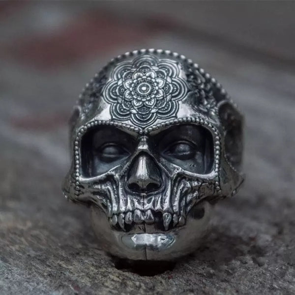 Santa Muerte Skull Ring